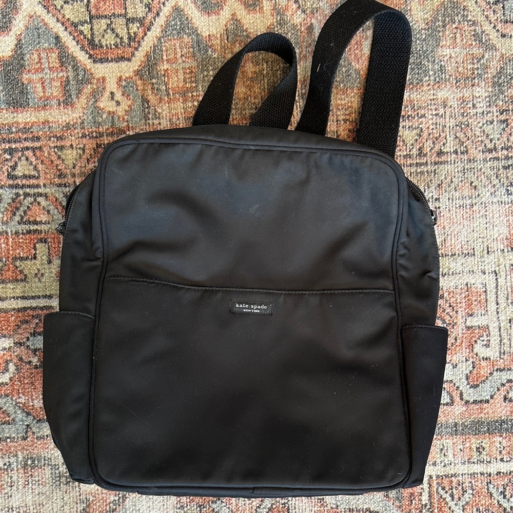 VINTAGE Classic Kate Spade Black Nylon Backpack - With POCKETS